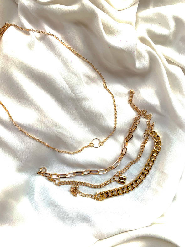 Minimal Loop Necklace and Three Set Bracelet