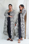 Maxi Monochrome ethnic print Kimono - Free Size