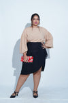 Knit tie Skirt with elasticated waist